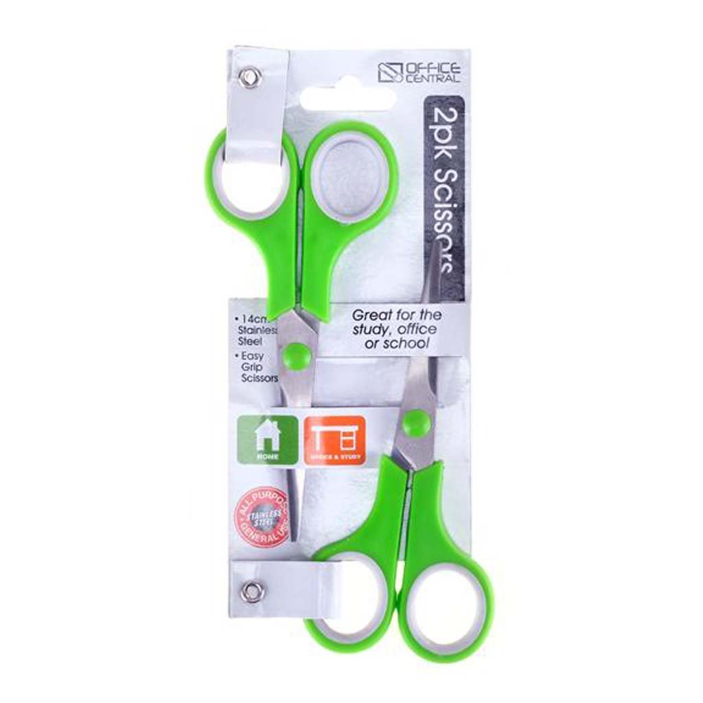 Office Central Stainless Steel Scissors 14cm 2Pcs 222292
