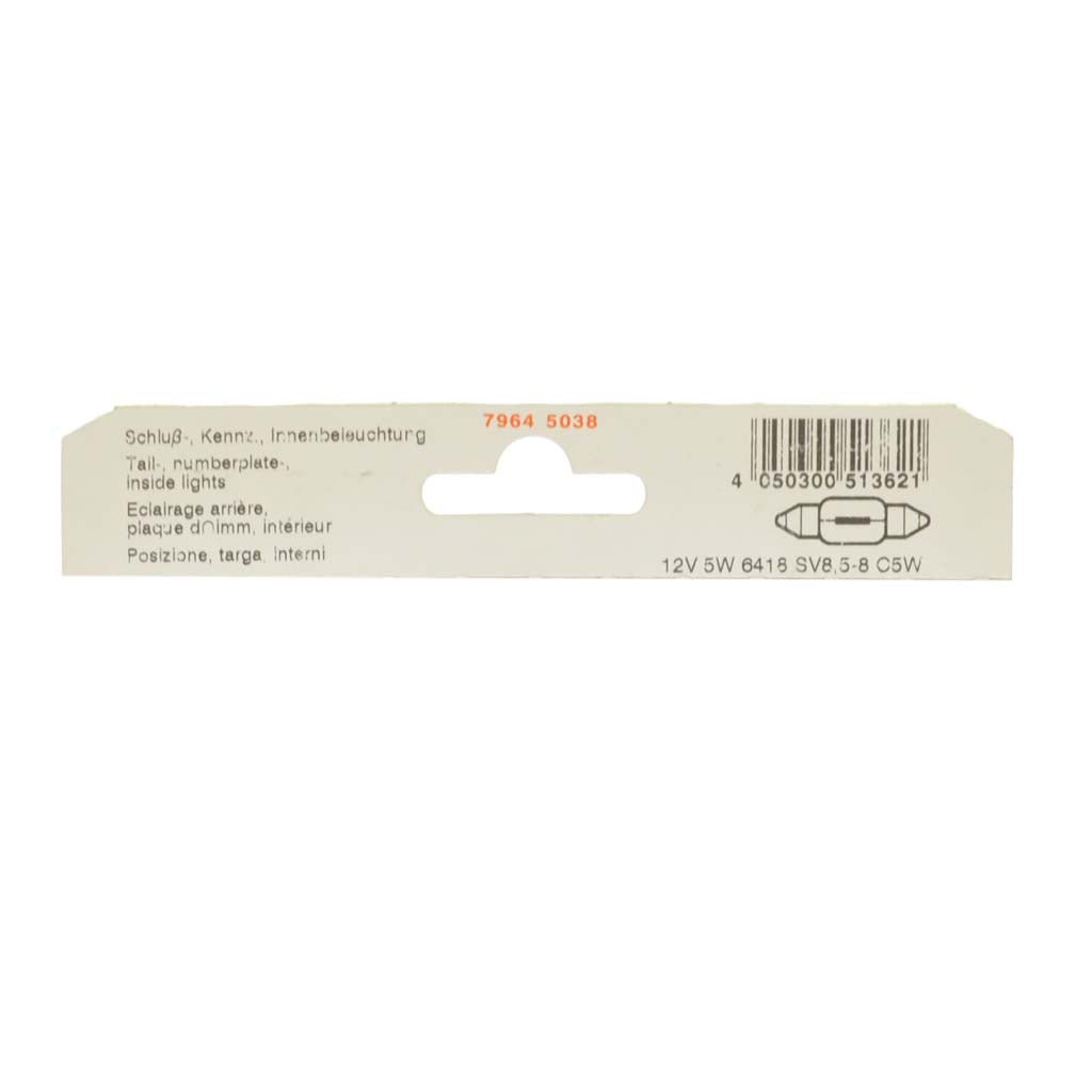 OSRAM C5W Festoon Automotive Globe 12V 5W 36mm 6418