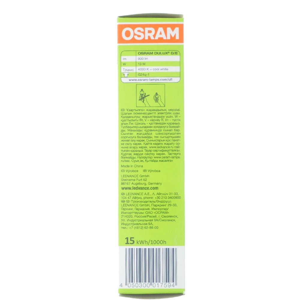 OSRAM DULUX D/E Compact Fluorescent Light Bulb G24q - 1 13W/840