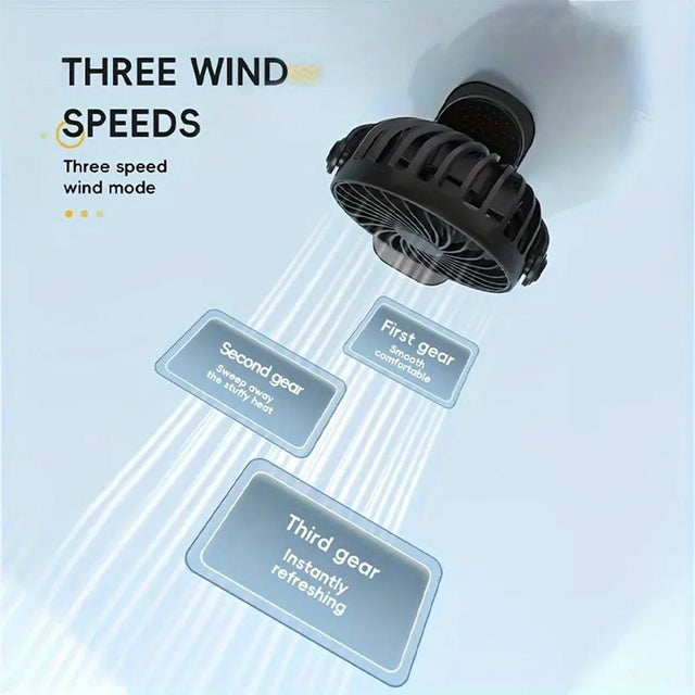 Portable Rechargeable Clip Fan With adjustable Lighting and Wind Speed Black