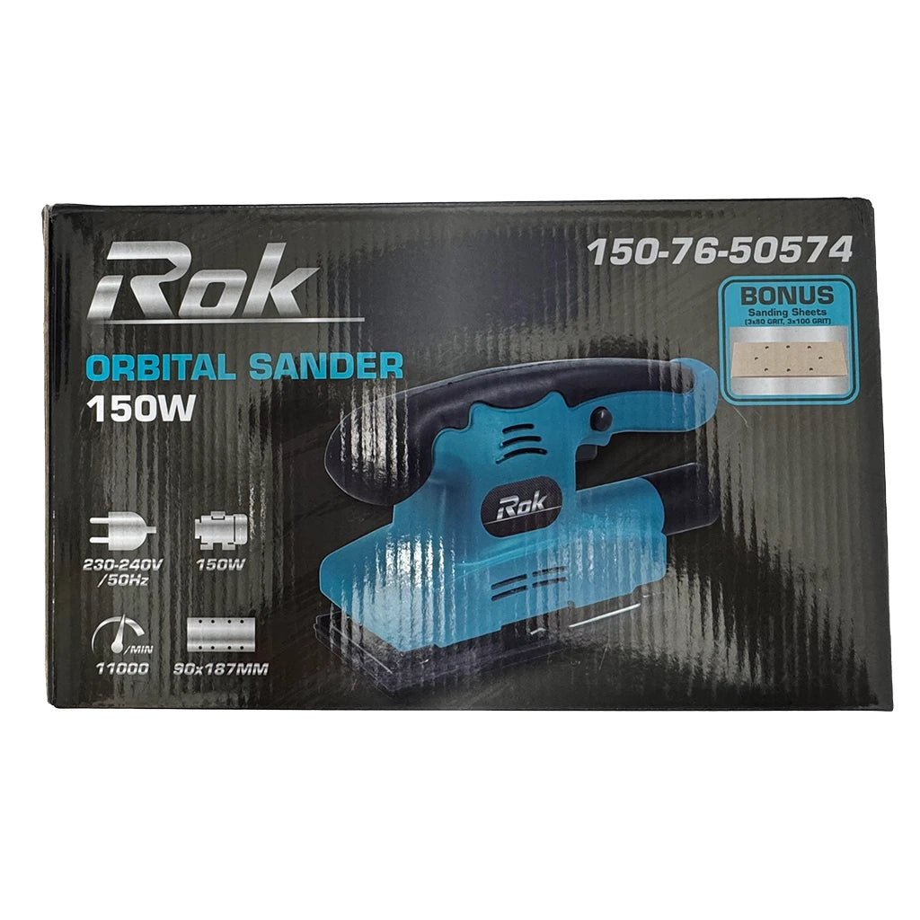 Rok Orbital Sander 150W With Bonus Sanding Sheet 150 - 76 - 50574