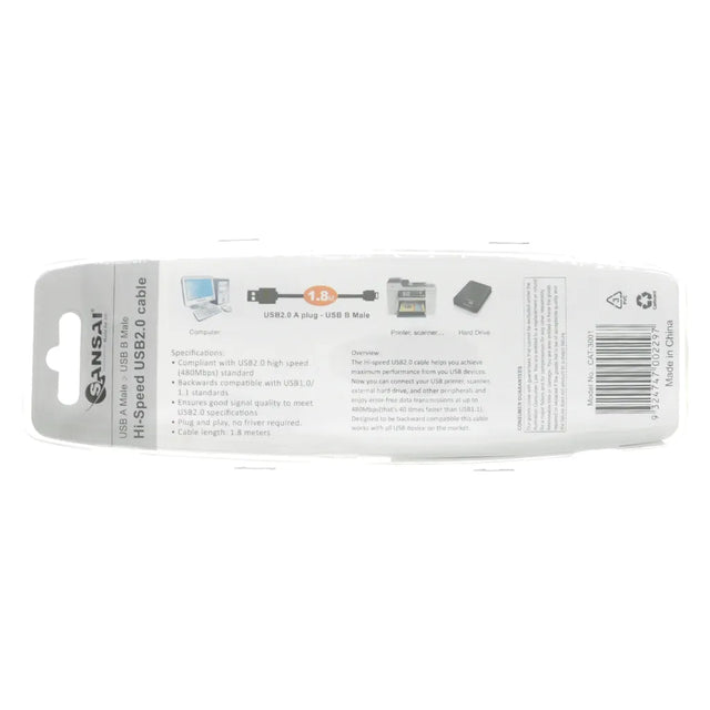 SANSAI Printer Cable USB - A Male To USB - B Male 1.8M CAT - 3001