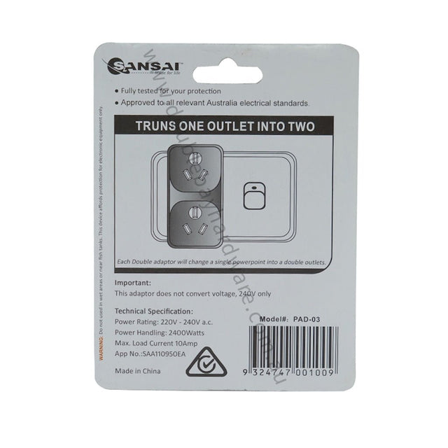 SANSAI Standard Power Double Adaptor PAD - 03