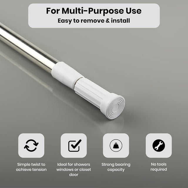 Shower Curtain Rod Spring Extendable 70 - 120cm