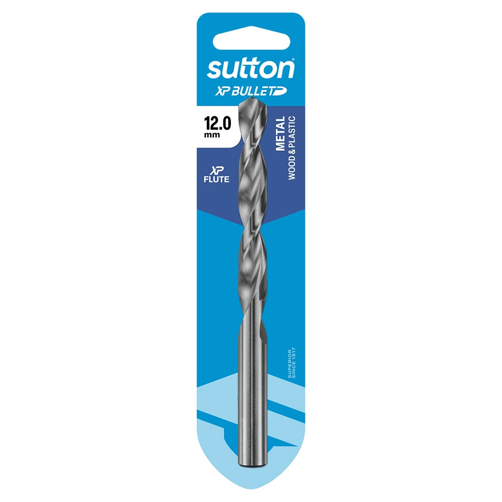 suttontools XP Bullet Jobber Drill Bit For Metal, Wood, Plastic 12.0mm D220H1200