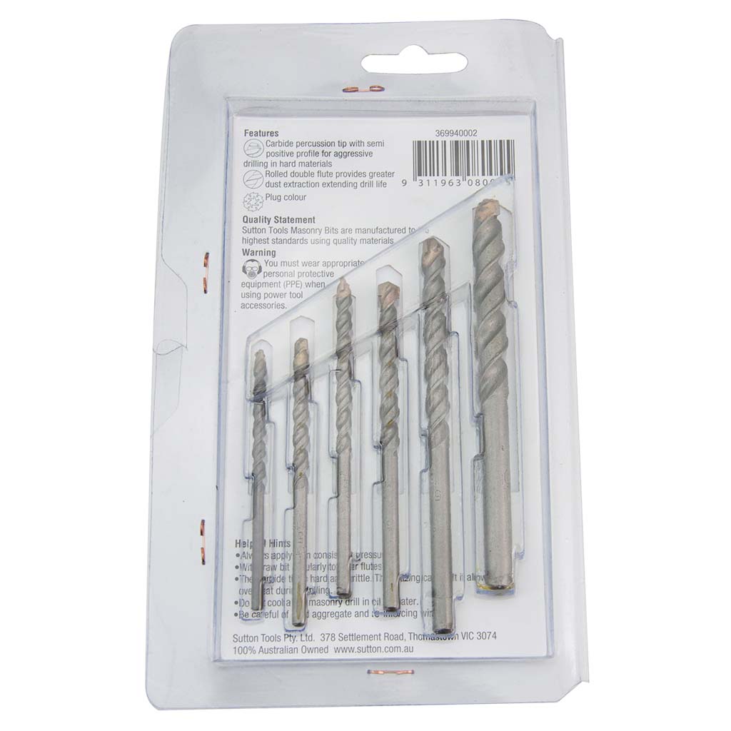 suttontools Masonry Bits 4.0, 5.0, 5.5, 6.5, 8.0, 10.0mm