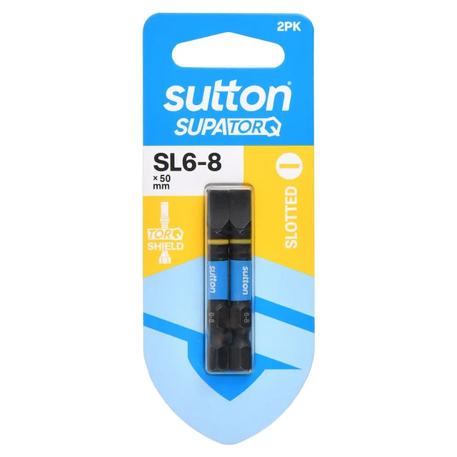 Sutton Supatorq SL6-8 slotted blade packaging on a white background