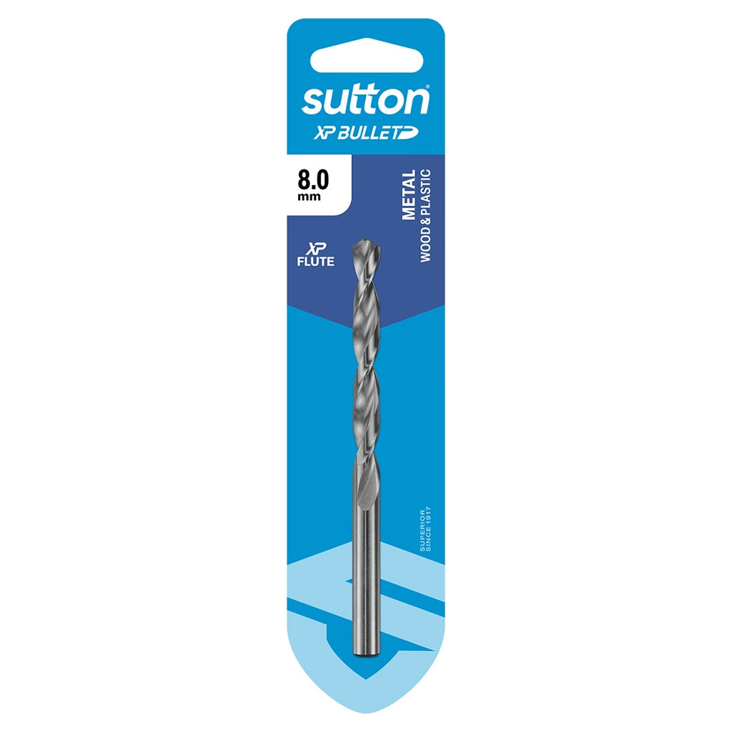 suttontools XP Bullet Jobber Drill Bit For Metal, Wood, Plastic 8.0mm D220H0800