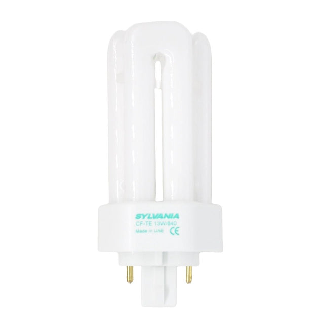 CFL light bulb with Sylvania branding on a white background