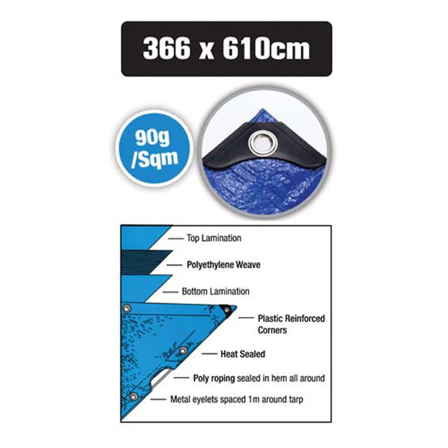 Tarpaulin Blue 3.66X6.1M 90G HAR - 181