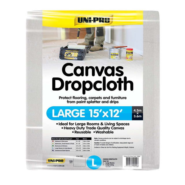 UNI - PRO Heavy Duty Canvas Drop Cloth Large 15'x12' 11512