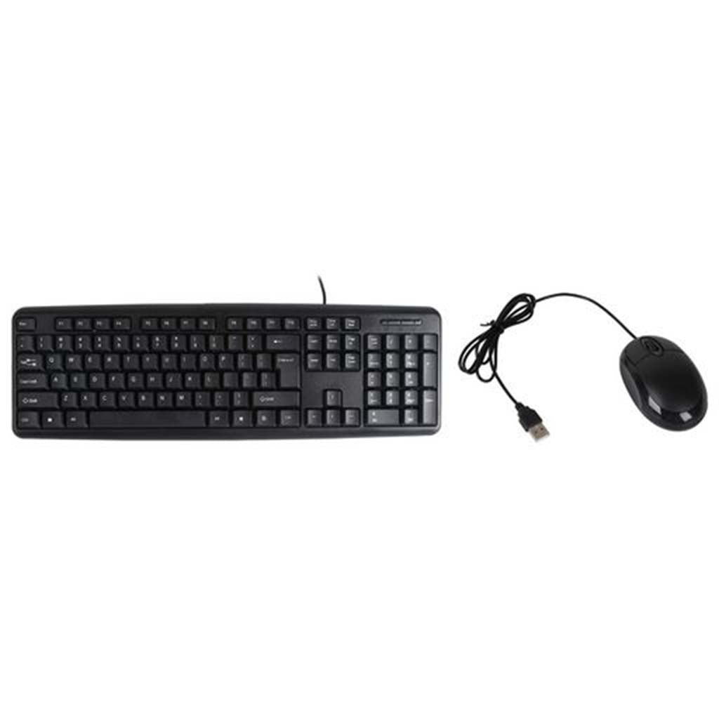 Wiretek USB Wired Keyboard and Mouse Kit Black KBD2005