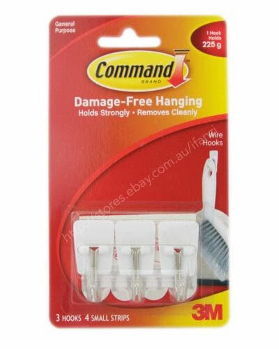 3M COMMAND Damage-Free Hanging Utensil Hooks 3 Hooks 4 Strips 225g 17067ANZ - Double Bay Hardware