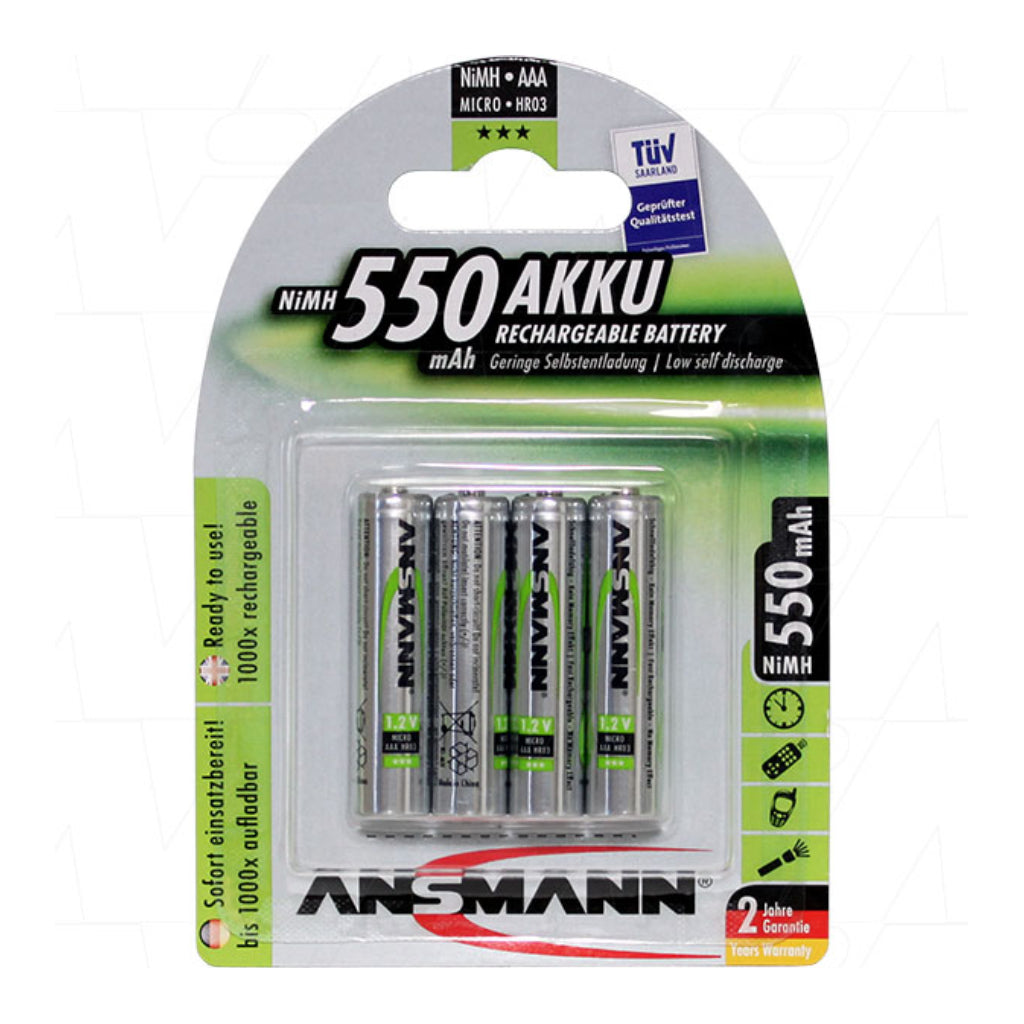 ANSMANN Low Self Discharge NiMH AAA Rechargeable Battery 1.2V 59001-067BP4