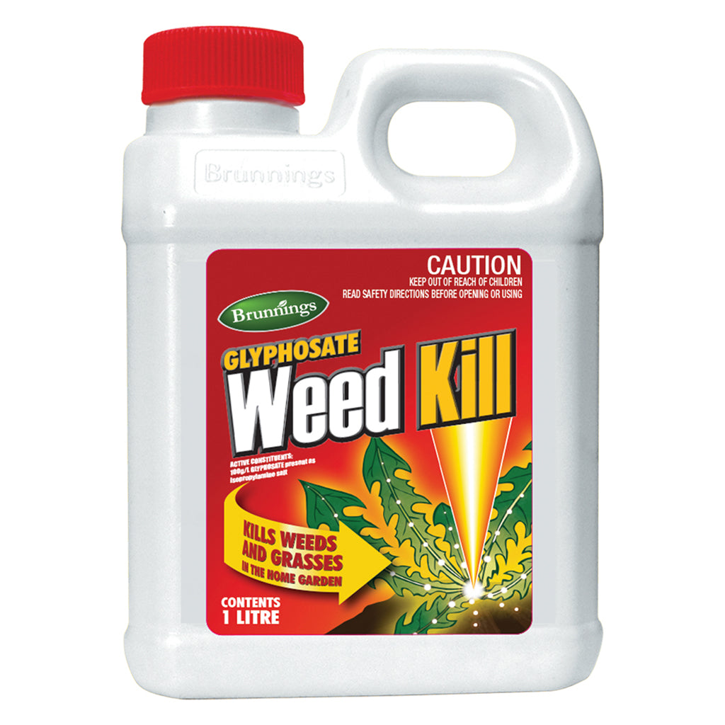 Brunnings Glyphosate Weed Kill 1L For Driveways, Rockeries, Lawn Edges 20910