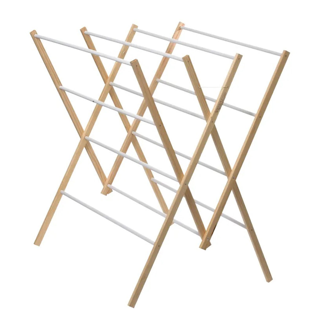 The Wooden clothes airer is perfect for larger heavier items like rugs, and towels.