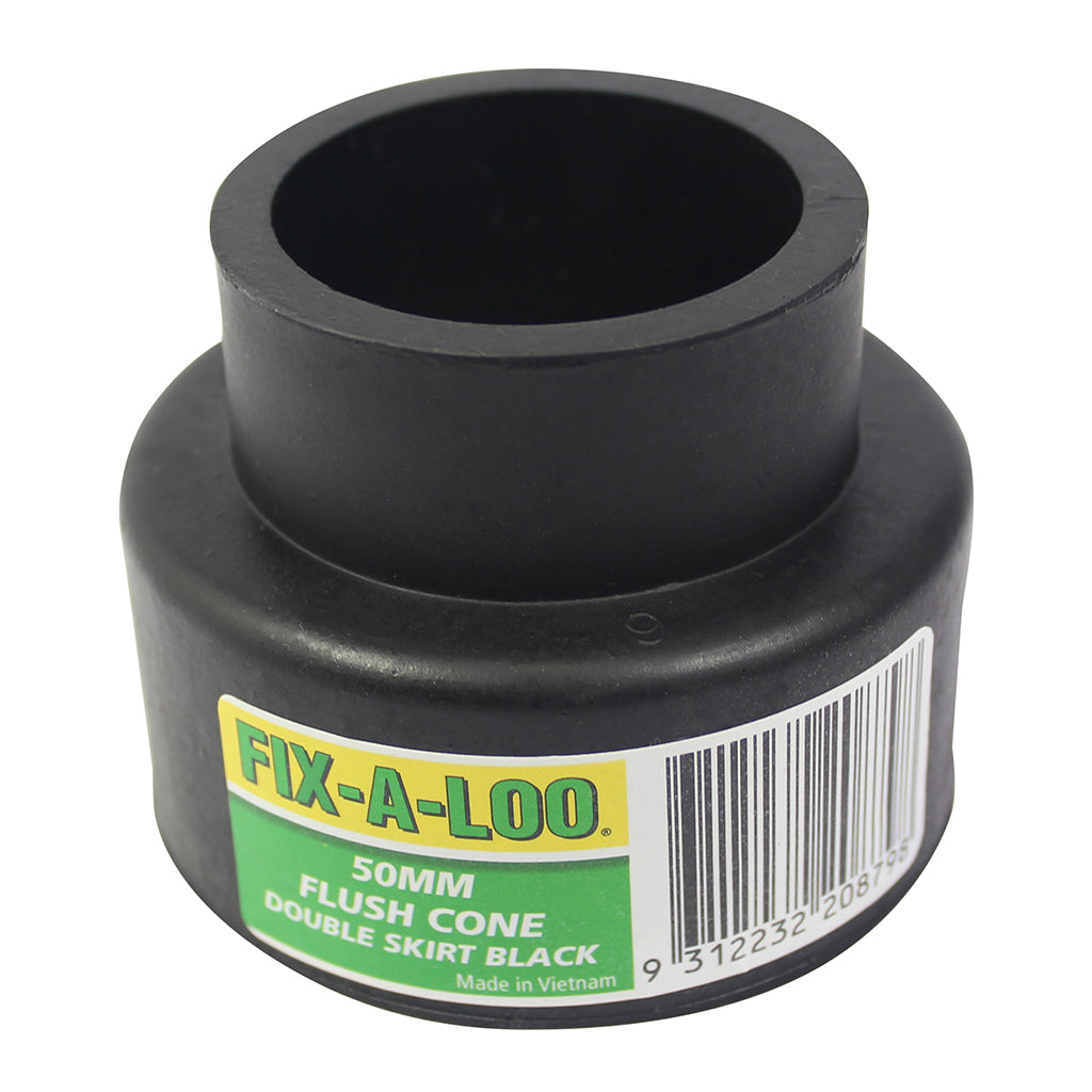 FIX-A-LOO Flush Cone Double Skirt Black 50mm 208798
