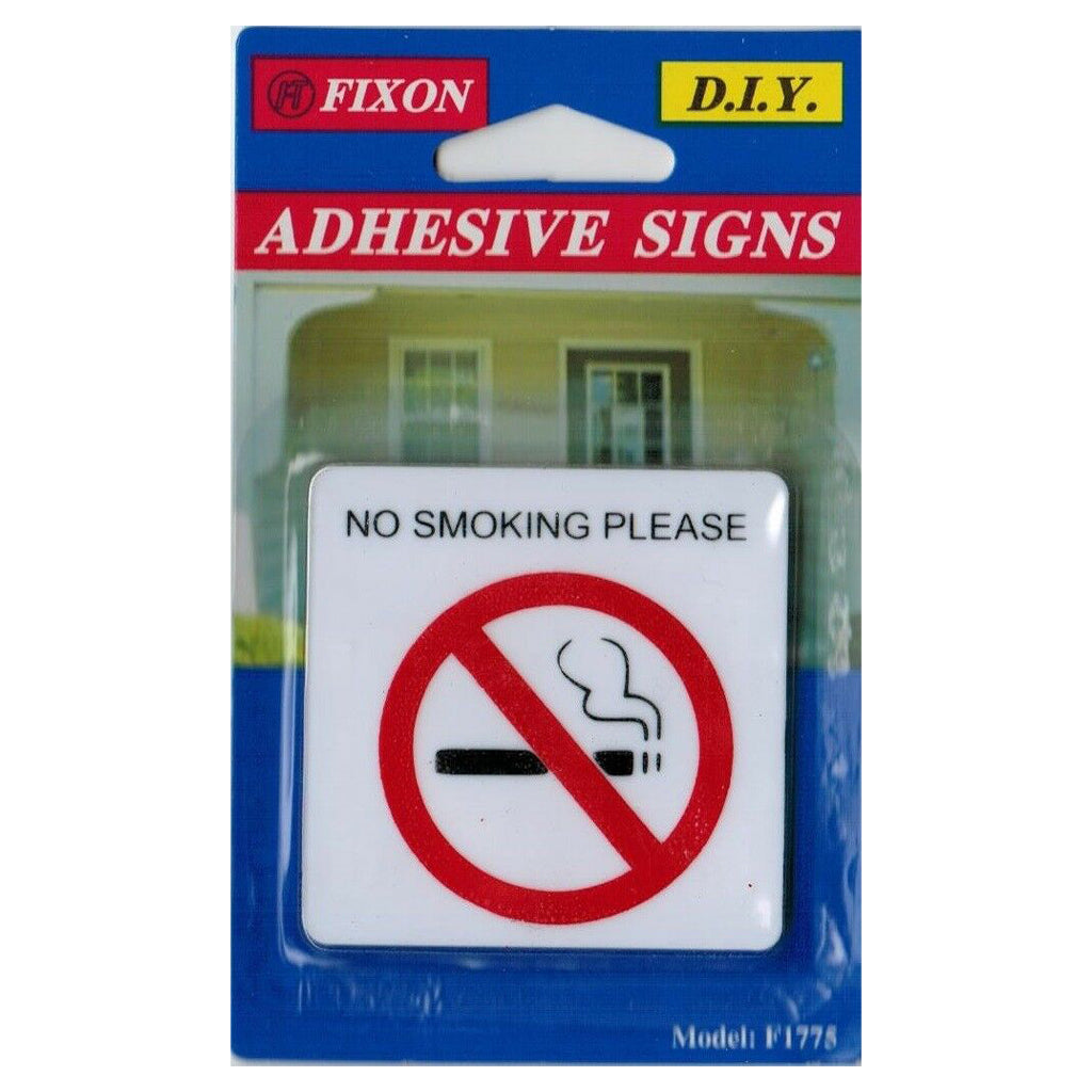 Fixon Plastic Self Adhesive Sign No Smoking Please 60x60x2mm