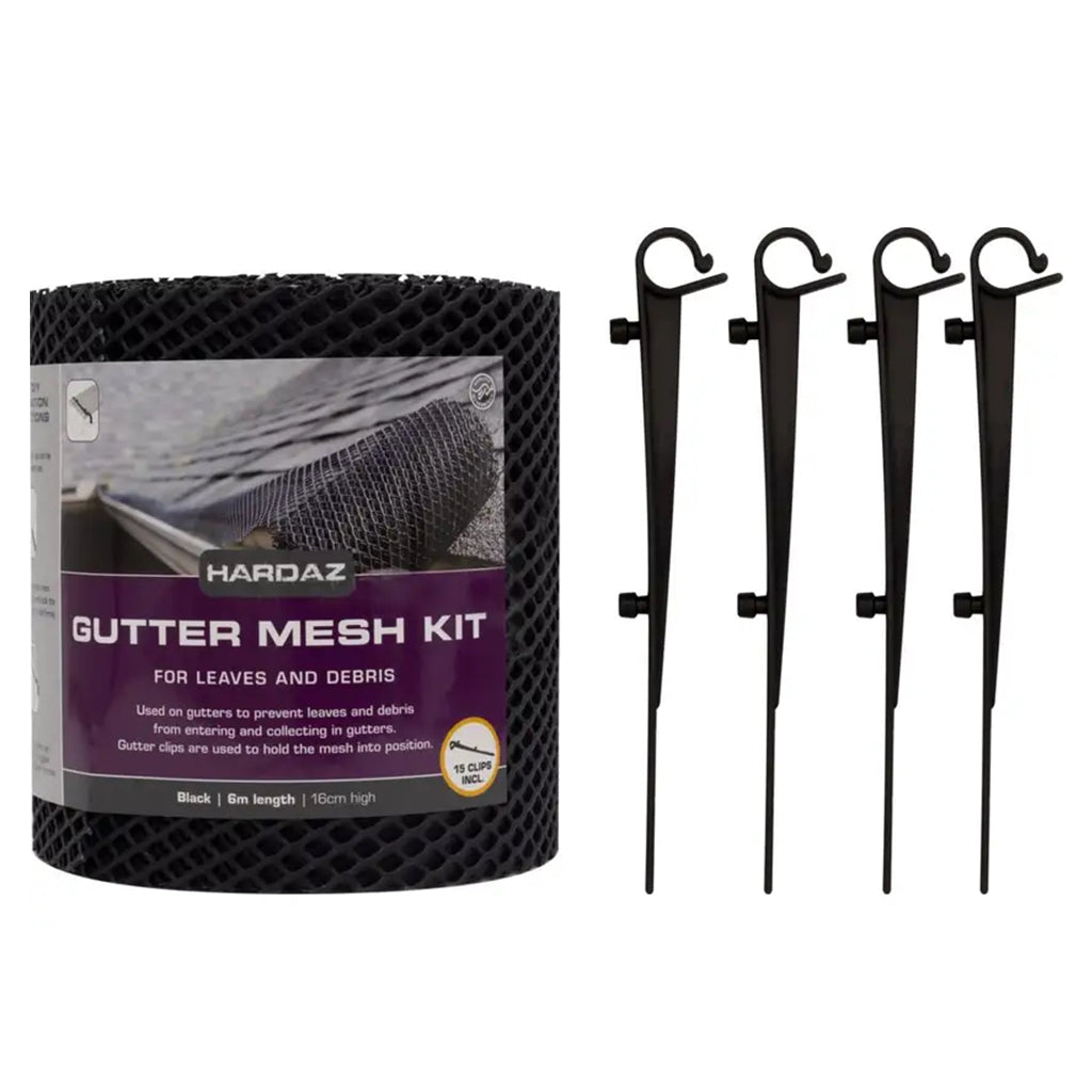 Hardaz Gutter Mesh Kit Black 160 mmX6m Plus 15 Clips HMGM1606CBL