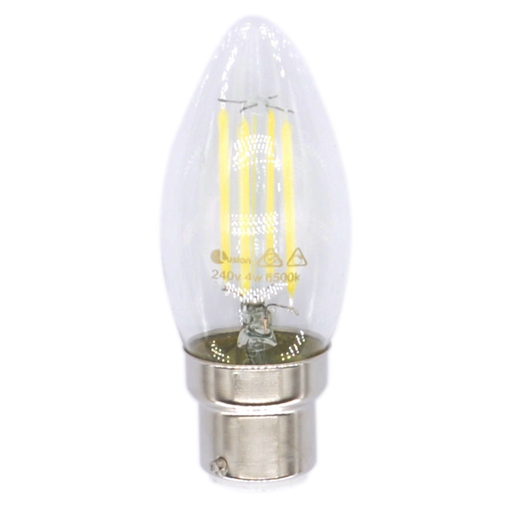 Lusion Candle Filament LED Light Bulb 240V 4W B22 2700K C/DL 20246