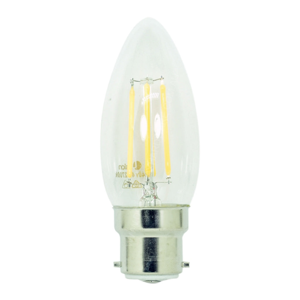 Lusion Candle Filament LED Light Bulb B22 240V 4W W/W Clear 20242