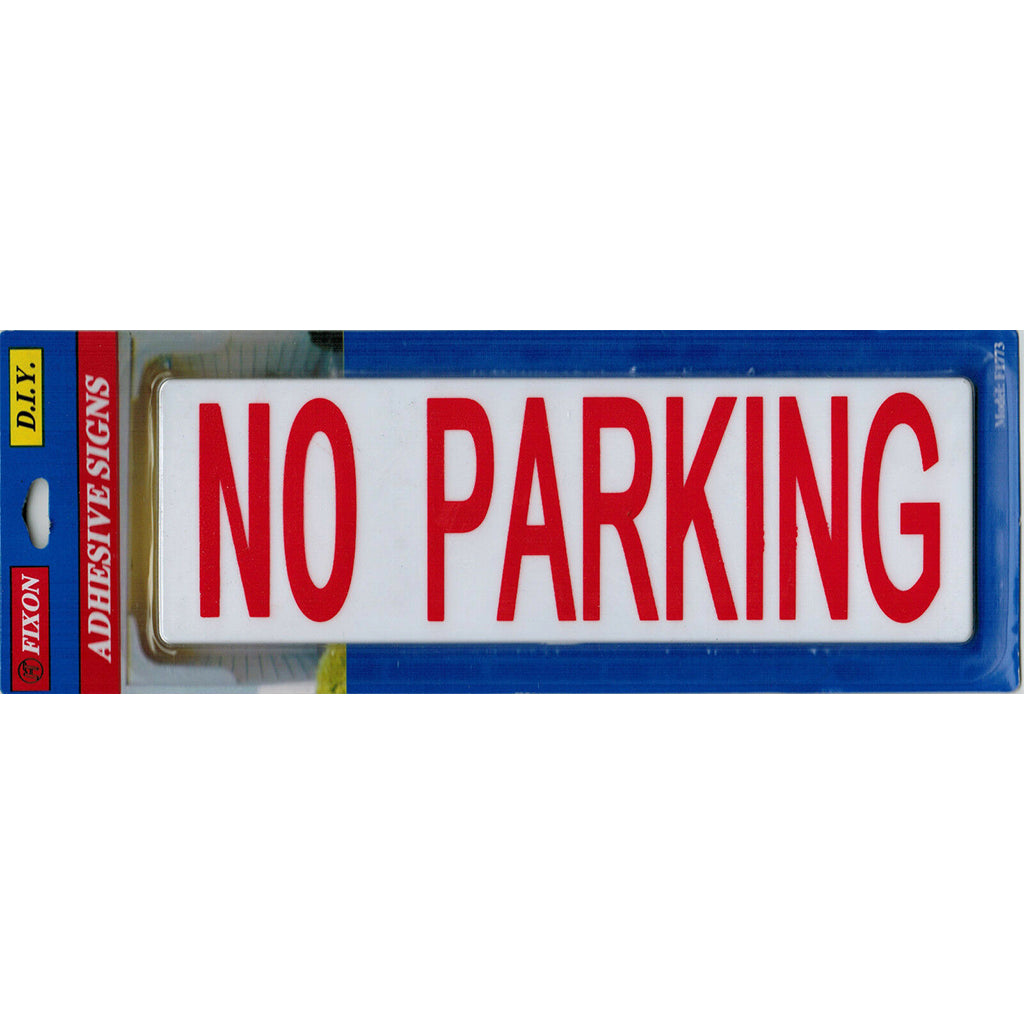 FIXON Plastic Self Adhesive Sign No Parking 200x65x2mm