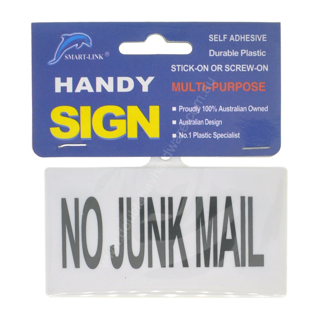 Plastic Self Adhesive Sign No Junk Mail 50x60x4mm