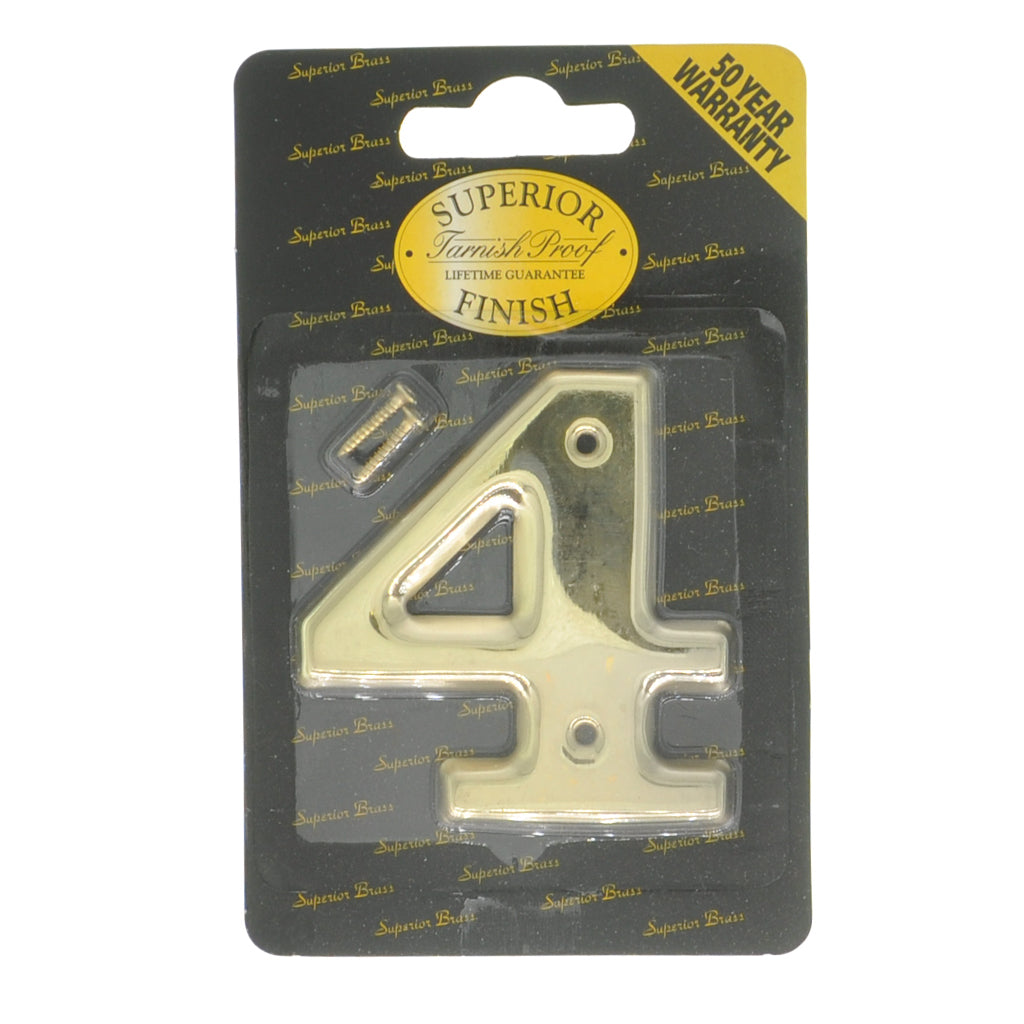 75mm brass house number 4