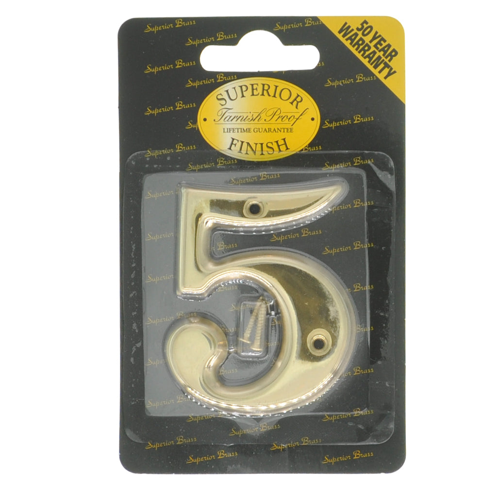 75mm brass house number 5