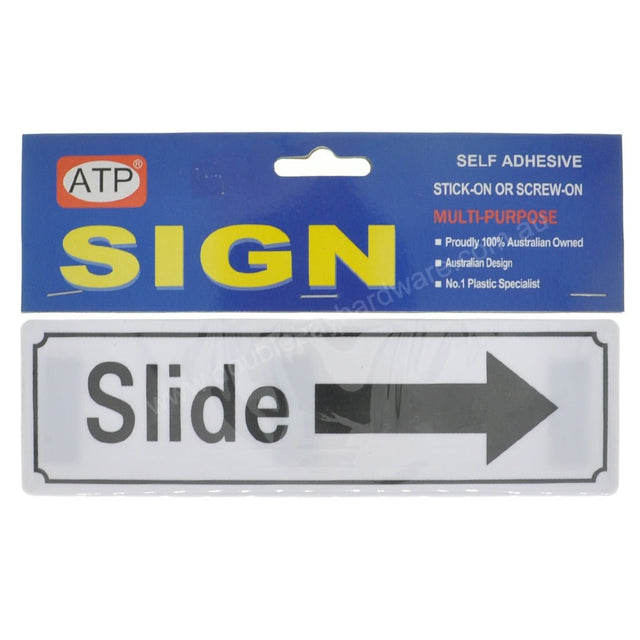 ATP Plastic Self Adhesive Sign Slide with Right Arrow 200x60x2mm