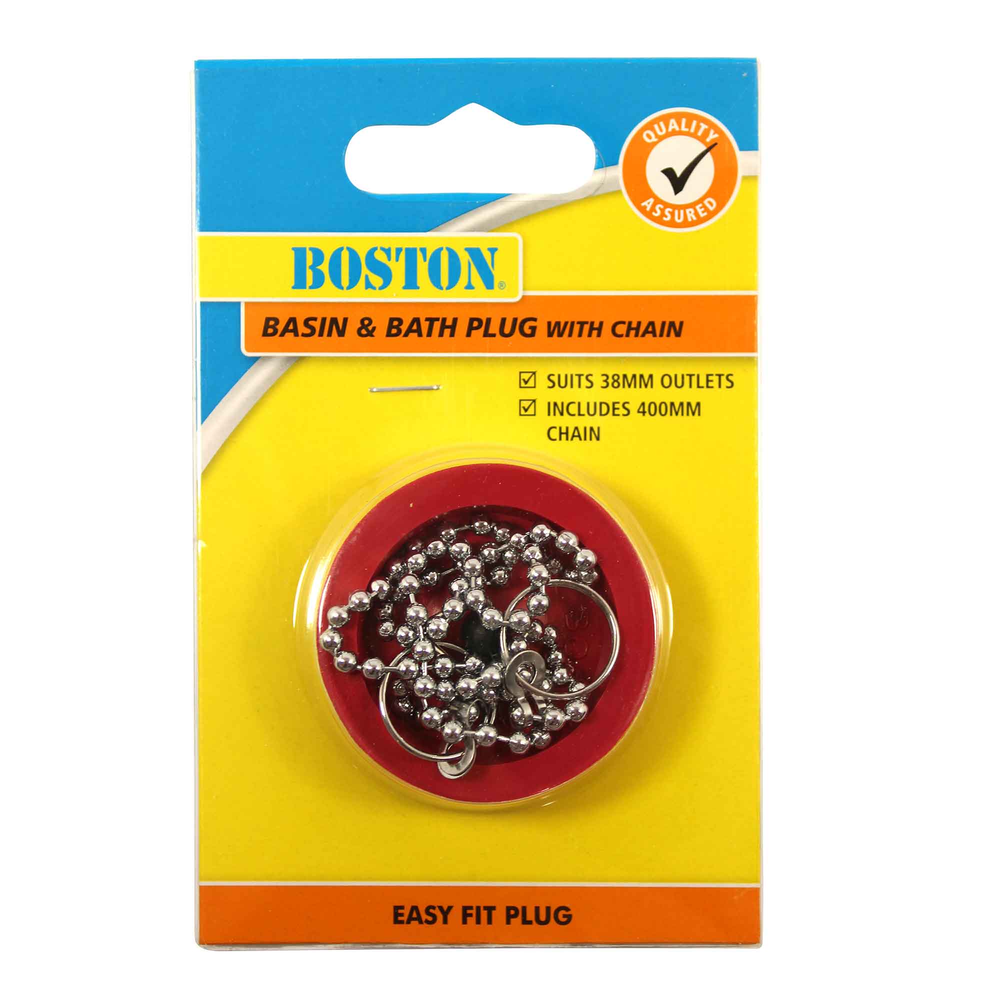 Boston 38mm Basin & Bath Plug with 400mm Pull Chain 436351 - Double Bay Hardware