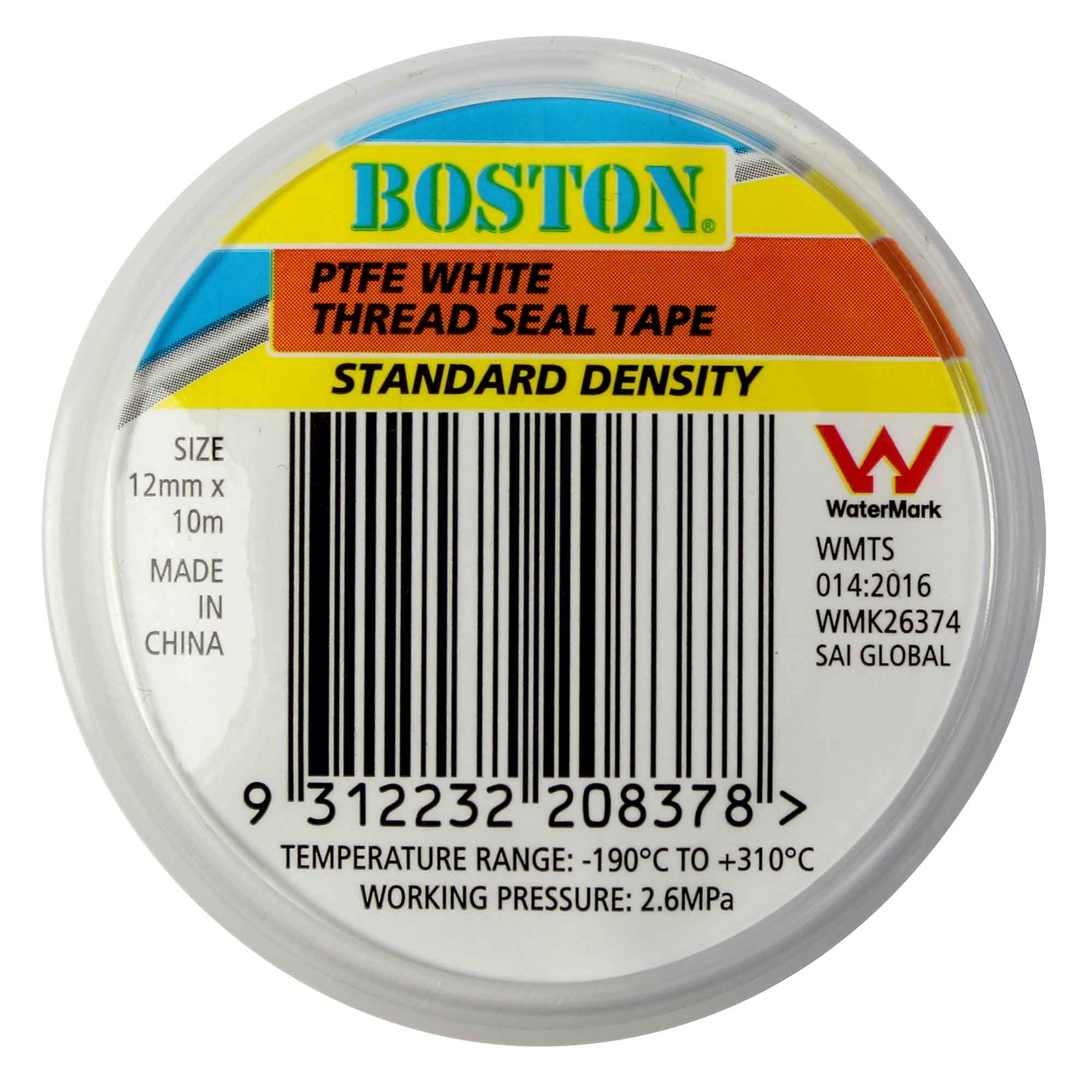 BOSTON High Grade PTFE Threadseal Plumber Tape 12mmX10m Premium White 208378 - DoubleBayHardware