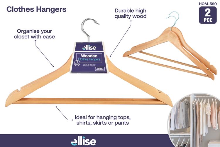 ellise Wooden Clothes Hangers 2pc HOM-590 - Double Bay Hardware
