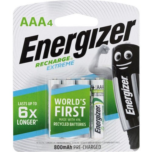 Energizer AAA Recharge Battery 4Pcs 1.2V 800mAh Precharged NH12BP4 - Double Bay Hardware