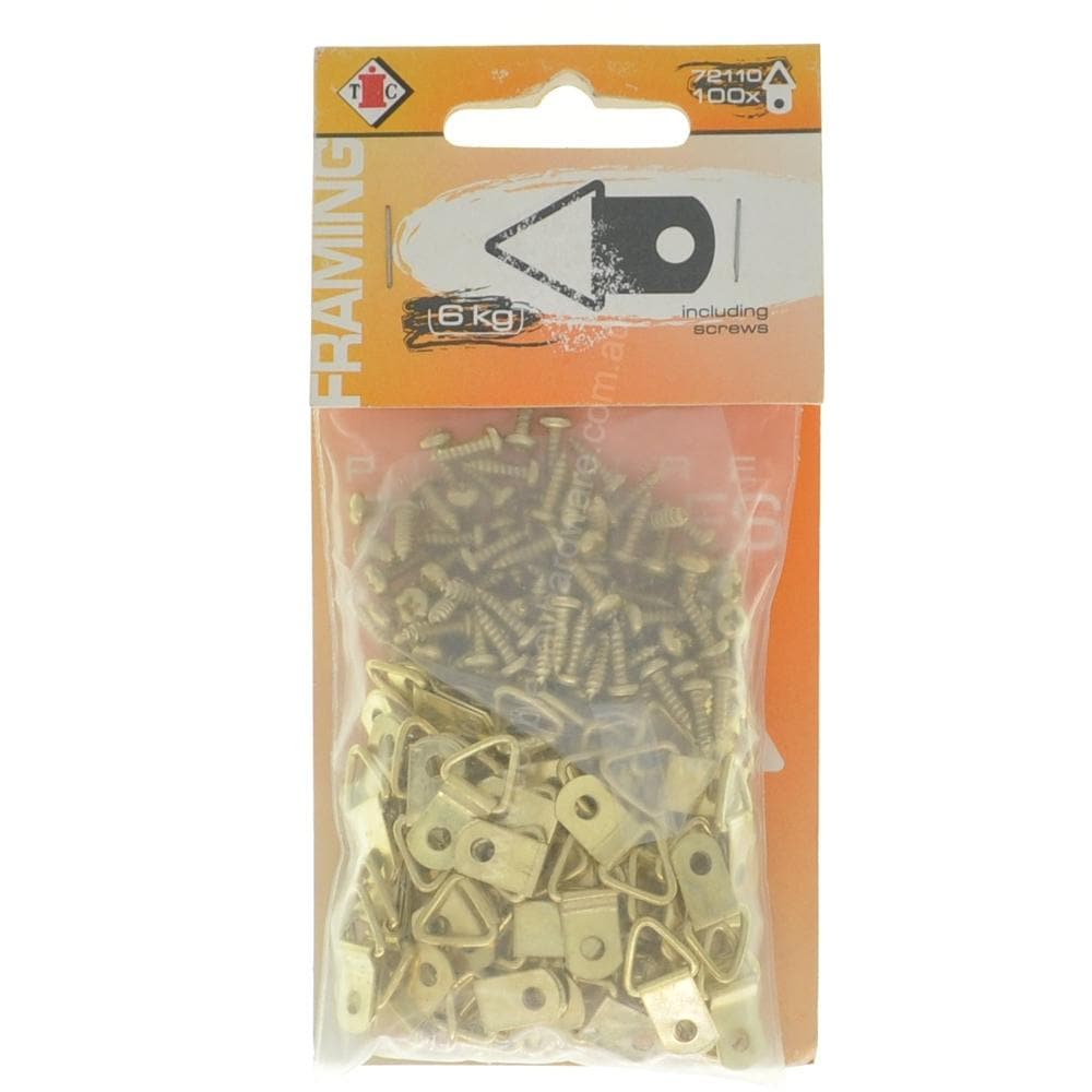EverHang Picture Triangles Hooks 6Kg Brass Plated 100Pcs Included 72110