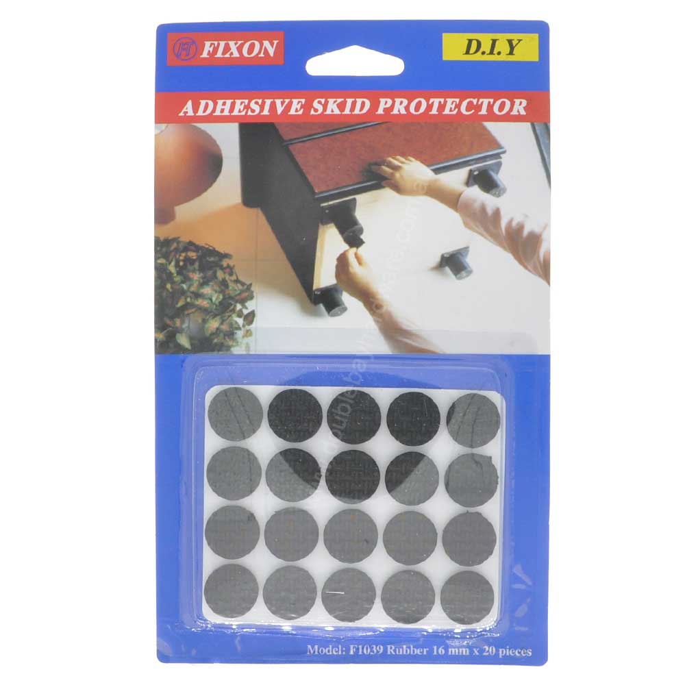 Fixon 16mm Black Rubber Furniture Adhesive Scratch Protector 20 Pieces F1039 - Double Bay Hardware