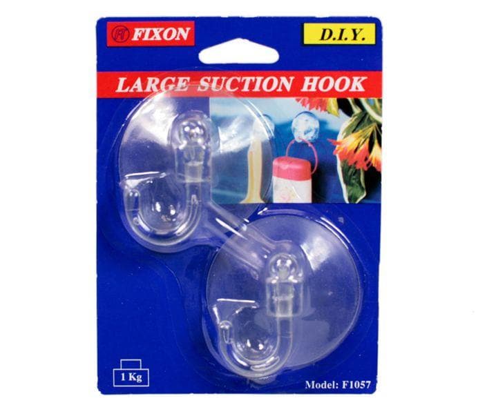 FIXON Large Suction Hook Clear Holds Up To 1Kg F1057