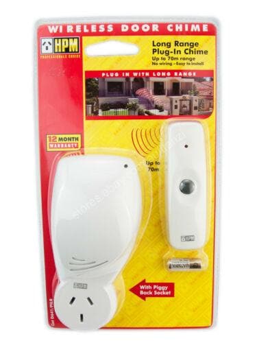 HPM Power Operated Plug In Wireless Door Chime Up to 70 metres Range D641/PILR - Double Bay Hardware