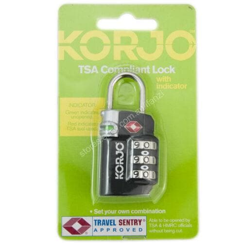 KORJO Travel Luggage Lock TSA Compliant Lock with Indicator Black TSA72 - Double Bay Hardware