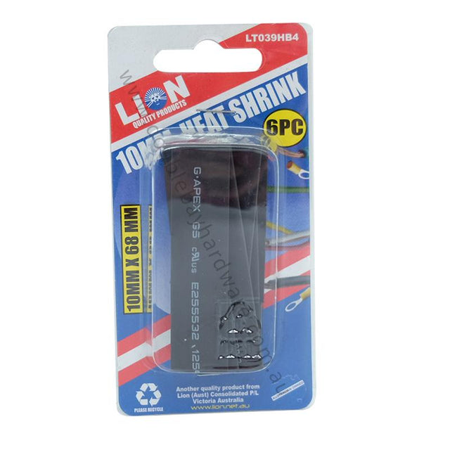LION Heat Shrink Tubing 10mm X 68mm Black LT039HB4