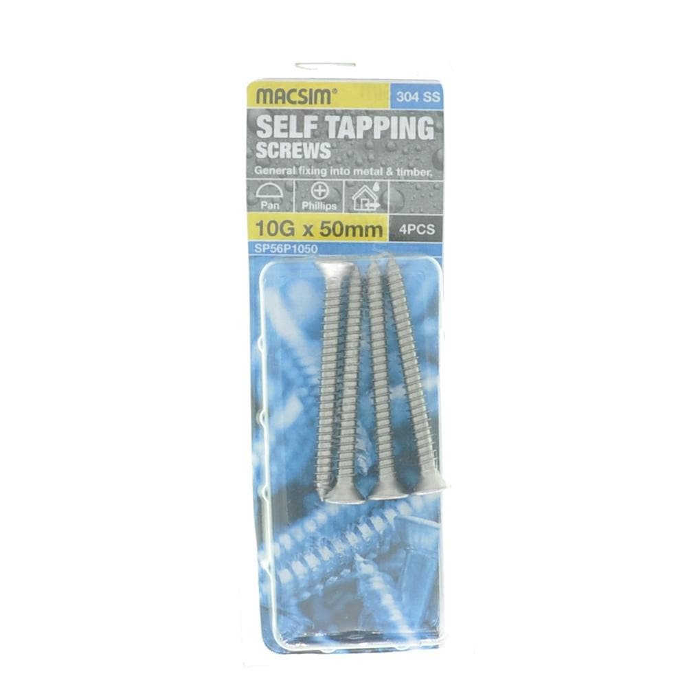 MACSIM 10Gx50mm PAN HEAD SELF TAPPING Screws Philips Stainless Steel SP56P1050 - Double Bay Hardware