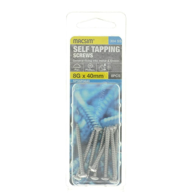 MACSIM 8Gx40mm PAN HEAD SELF TAPPING Screws Phillips Stainless Steel SP56P0840