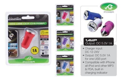 MAXEM Fast&Save Mini USB Car Charger 1A 1 Port For All Compatible Devices - Double Bay Hardware