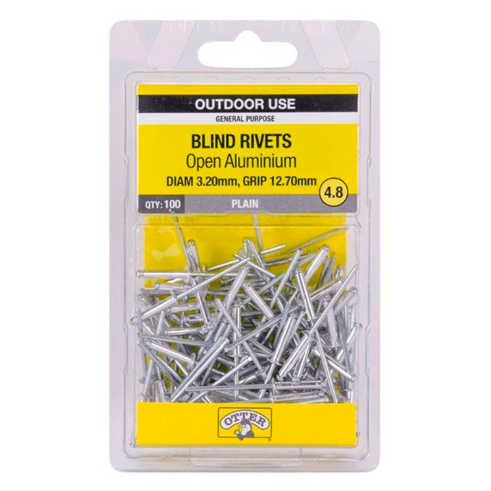 Otter Blind Rivets Open Aluminium 3.2x12.70mm RVOA32123 - Double Bay Hardware