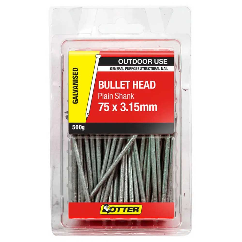 Otter Nail Bullet Head Galvanised 75x3.15mm 500g BHPG7531G6 - Double Bay Hardware