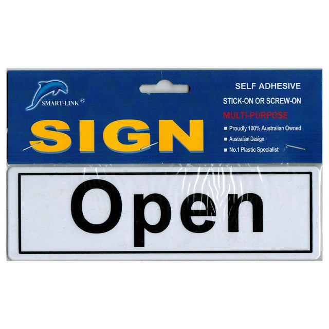 Plastic Self Adhesive Sign Open 200x60x2mm SL - AT4049