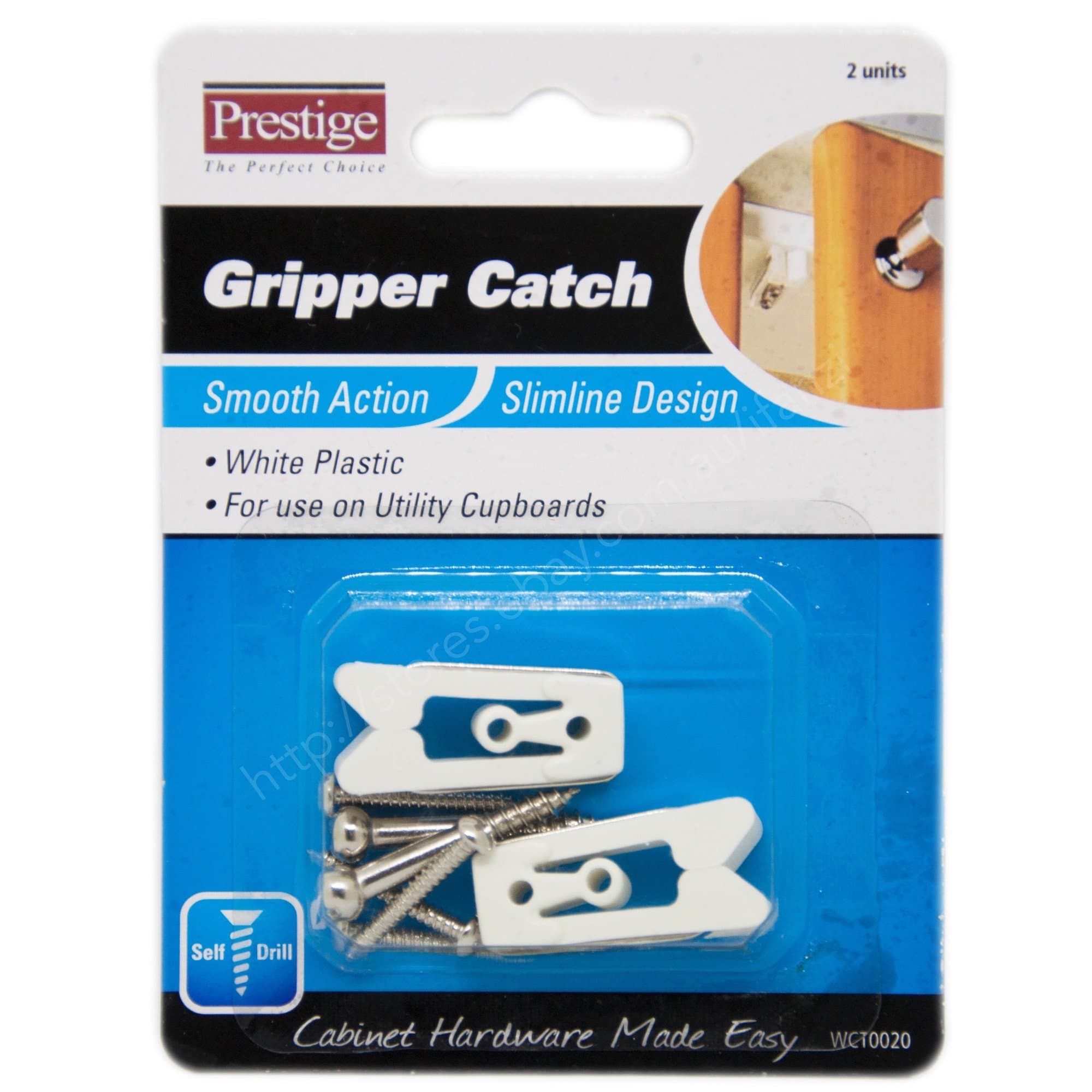 Prestige Gripper Catch White Smooth Action Slimline Design WCT0020 - Double Bay Hardware