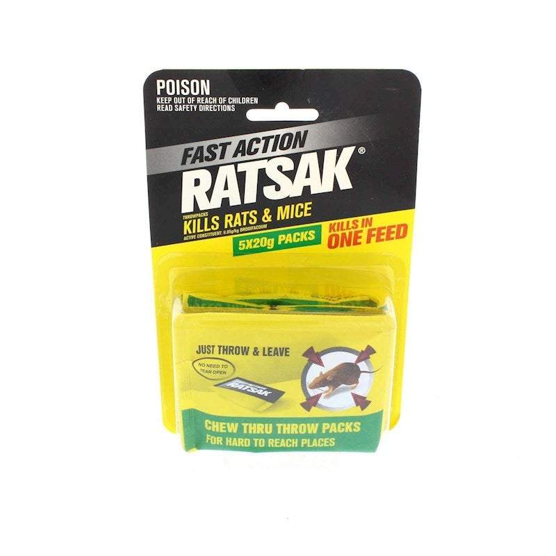 RATSAK Fast Action Throw Packs - 5 x 20g 52330 - Double Bay Hardware