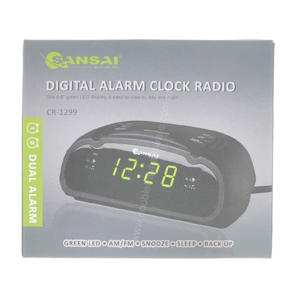 SANSAI Digital Alarm Clock Radio CR-1299 - Double Bay Hardware