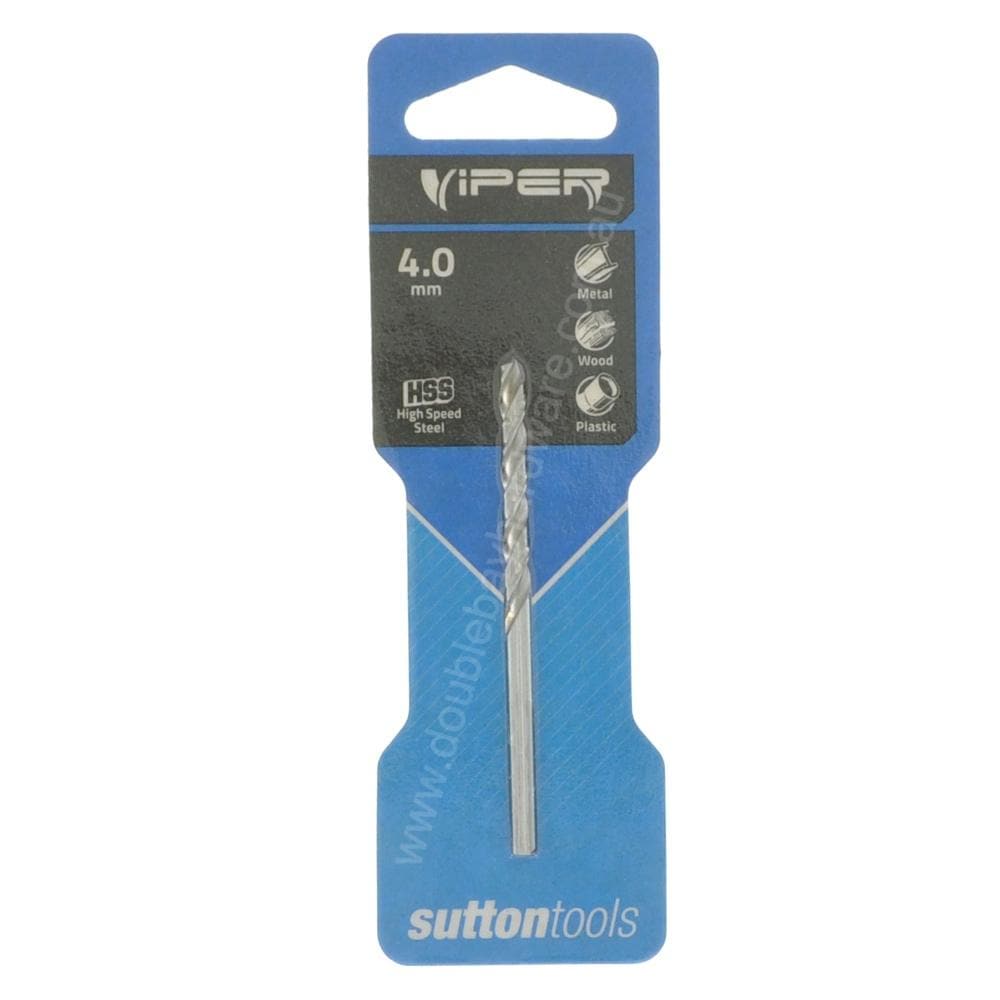 suttontools Metric HSS Viper Drill Bits 4.0mm D1050400 Double Bay Hardware